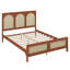 Structure de lit grand format en rotin, lit plateforme en bois avec support à lattes solides, tête et pied de lit en rotin-1571990521