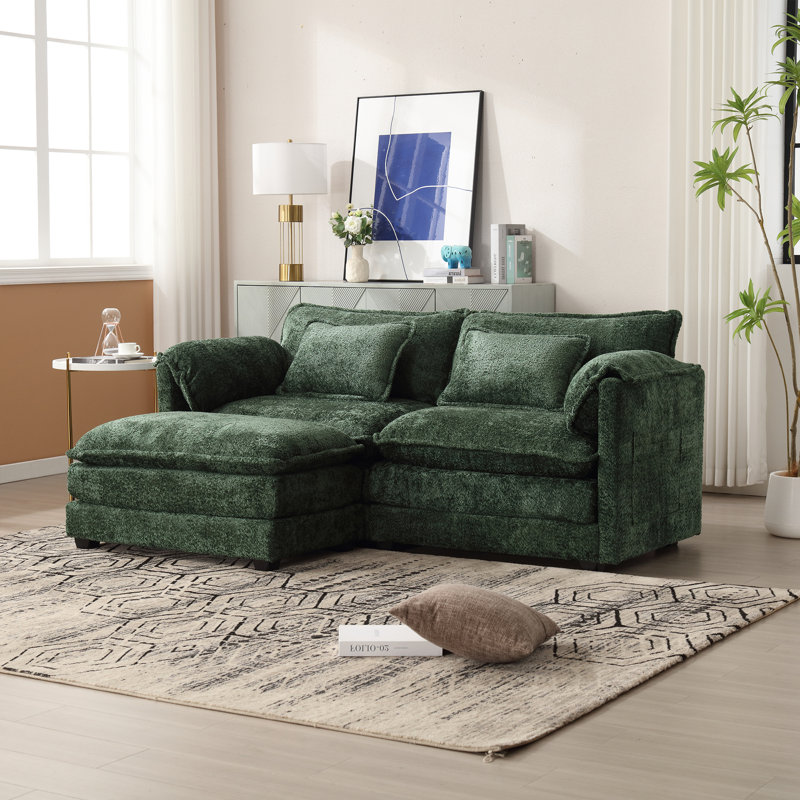 Aidon 2 Seater Chenille Sofa, Green