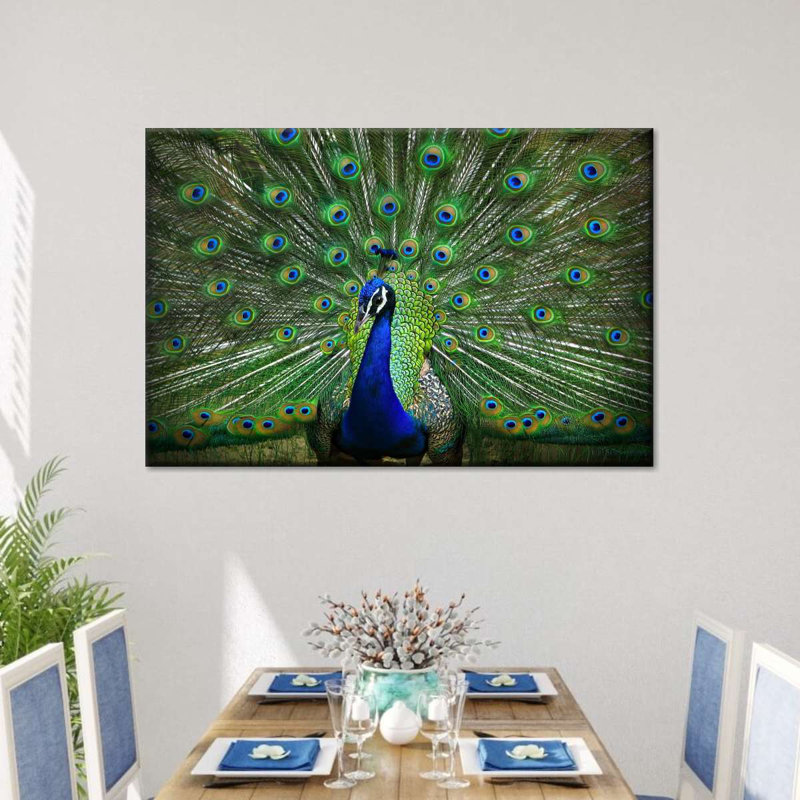 Plumes de paon sur toile, H 8 po x l 12 po x P 1 po
