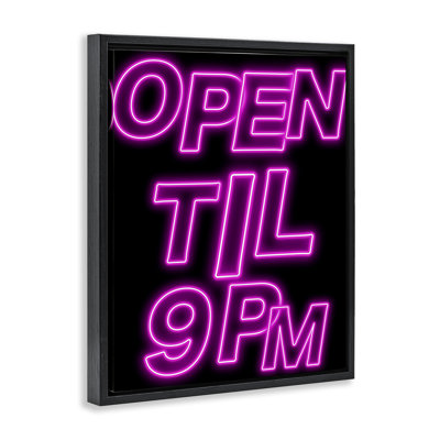 Retro Open Til 9 PM Framed Floater Canvas Wall Art, design by House of Lulu
