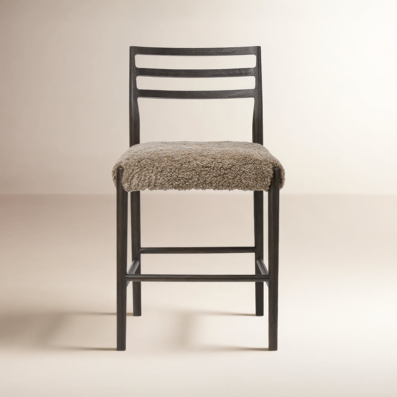 Lindyn Stool, Counter Stool (26.25" Seat Height), Light Carbon, Taupe Shearling