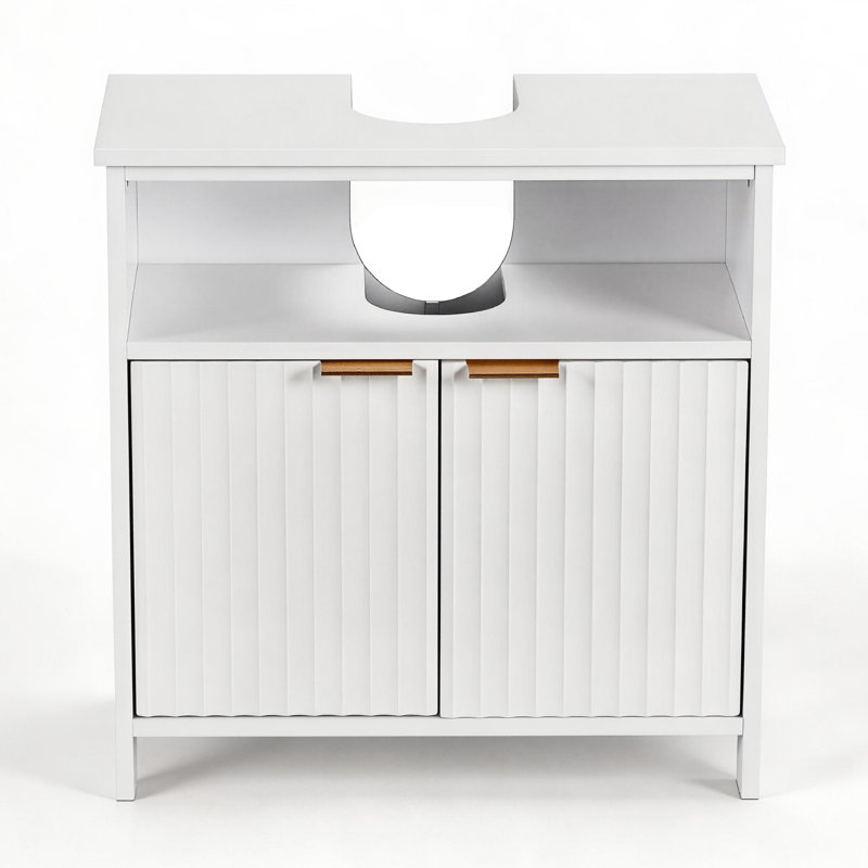 Armoire de meuble-lavabo blanche avec 2 portes et 1 tablette sans plateau