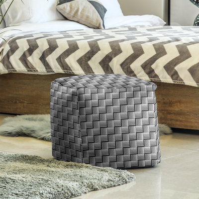 Repose-pieds cubique à rayures classic basketweave