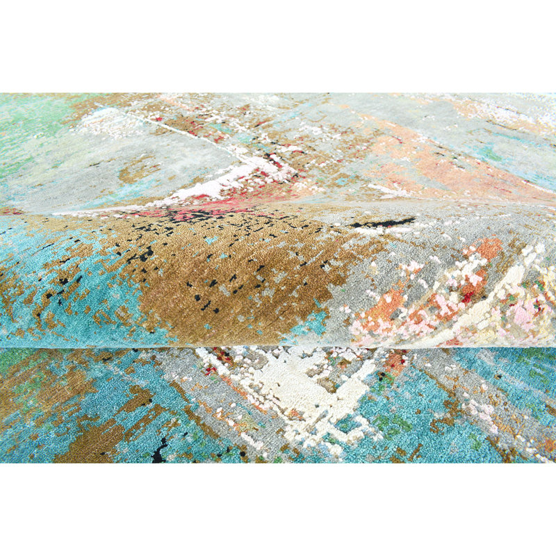 Hand Woven Silk and Wool Area Rug, Rectangle 8' x 10'