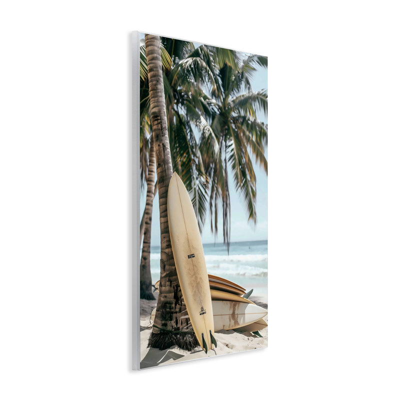 Planche de surf empilée et plaque murale palmier, design par LSR Design Studio, H 19 po x l 13 po