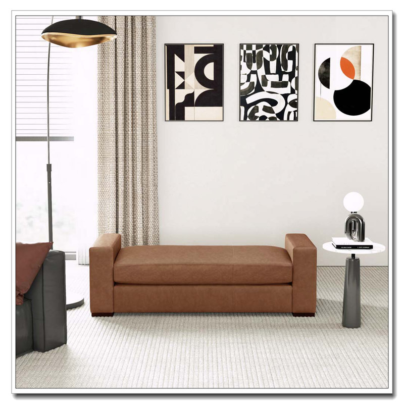 Repose-pieds durable en similicuir brun