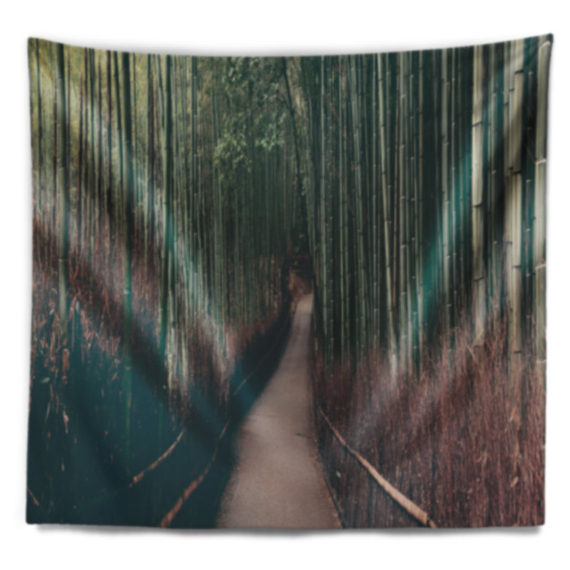 Tapisserie panoramique de la forêt de bambous à Arashiyama, H 32 po x l 39 po