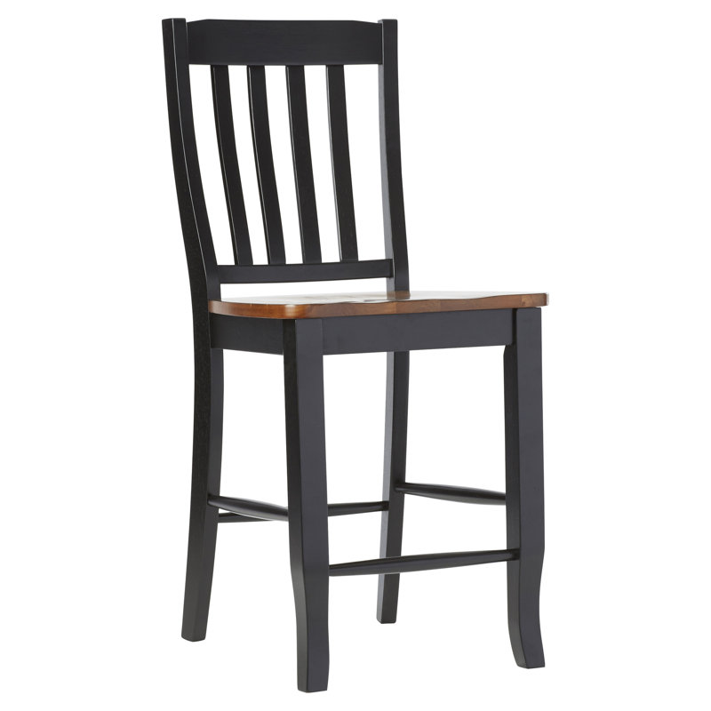 Orviston Solid Wood Counter Stool, Black/Dark Brown