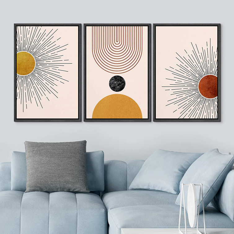 IDEA4WALL Mid-Century Modern Geometric Solar Abstract Sunrays Planets Boho Wall  Art Framed On Canvas Pieces Print  Reviews Wayfair