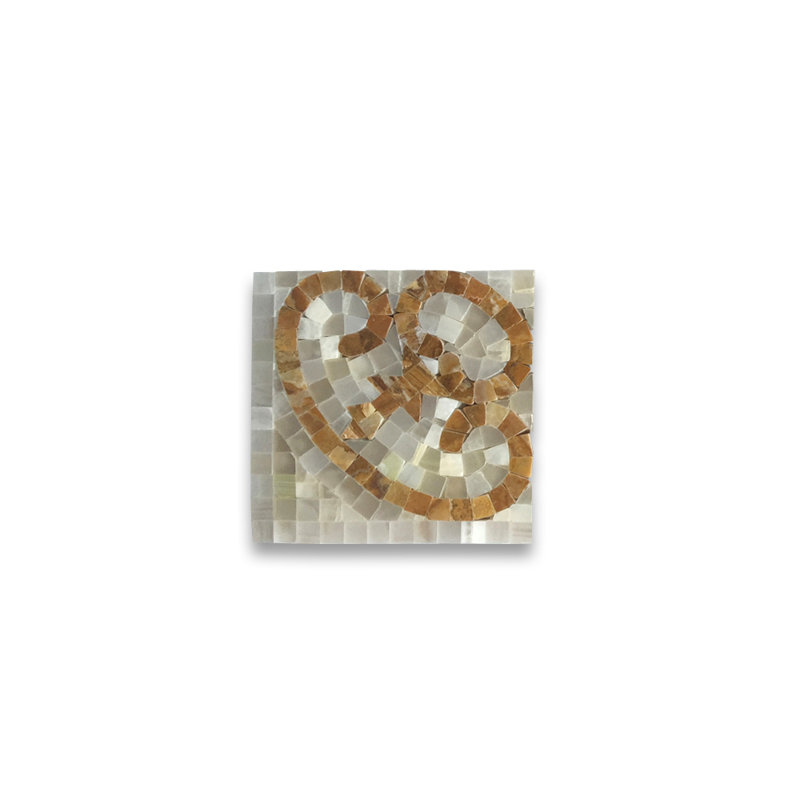 Carreau décoratif en marbre brun / blanc 4,7 po x 4,7 po