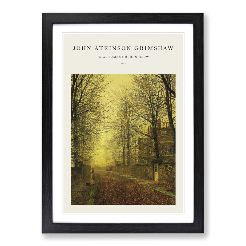 Autumns Golden Glow by John Atkinson Grimshaw - Picture Frame Graphic Art, 36cm H x 27cm W x 2cm D, Black Framed
