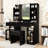 Vanity Desk with LED Mirror, 3 Drawers ,Storage Shelves and Stool-597775610