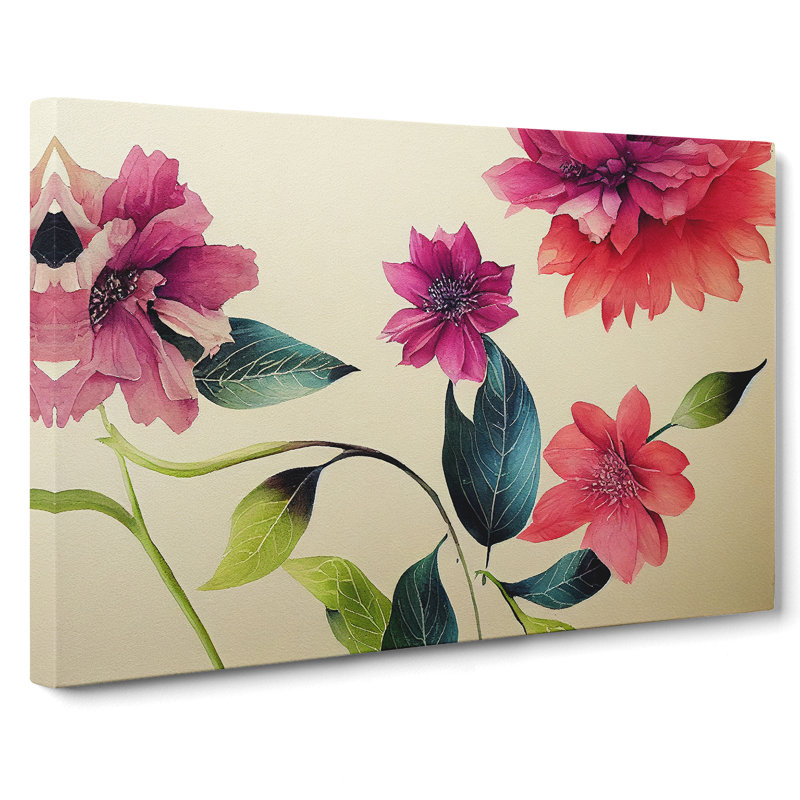 Excellent Watercolour Flowers - Wrapped Canvas, 35cm H x 50cm W x 3cm D