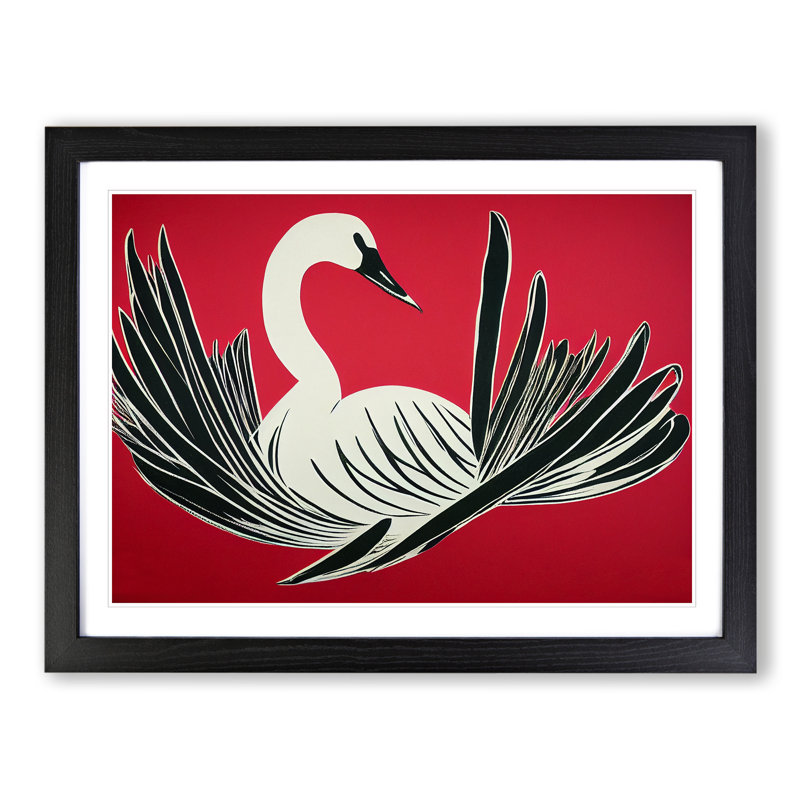 Artsy Swan - Single Picture Frame Print, Black, 46cm H x 64cm W