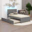 Lit plateforme tapissier simple avec lit gigogne Teddy-1153022011