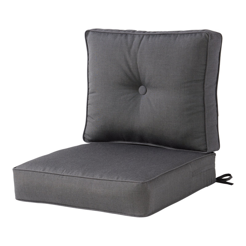 Royzell Sunbrella Outdoor Deep Seat Chair Cushion, Canvas Coal