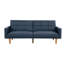 Canapé en polyfibre bleu marine avec dossier et pieds en bois - Repose-pieds élégant avec accoudoirs carrés style transitionnel-1877234922