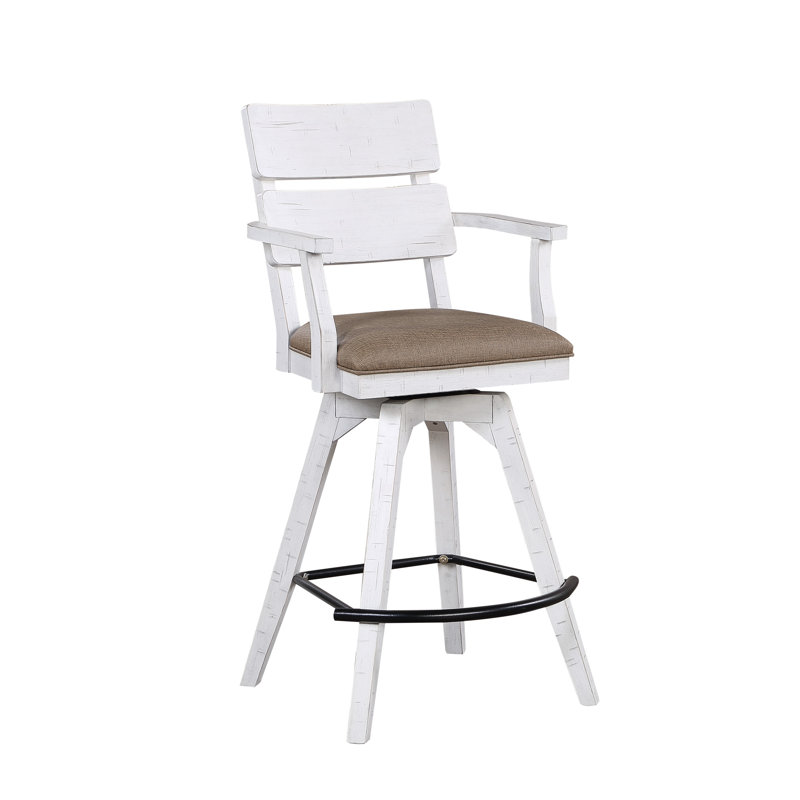 Girona Swivel Upholstered Counter Stool with Solid Wood Frame, Bar Stool (30" Seat Height)
