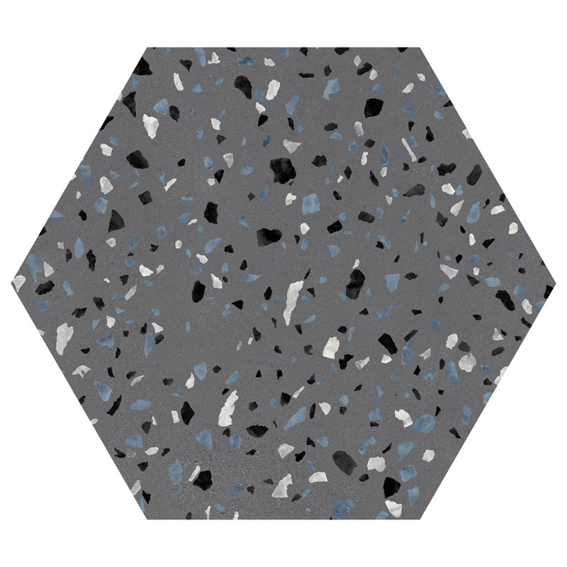 Kallisto 8-in. x 9-in. Hexagon Terrazzo Matte Porcelain Wall & Floor Tile, Pierre Gray