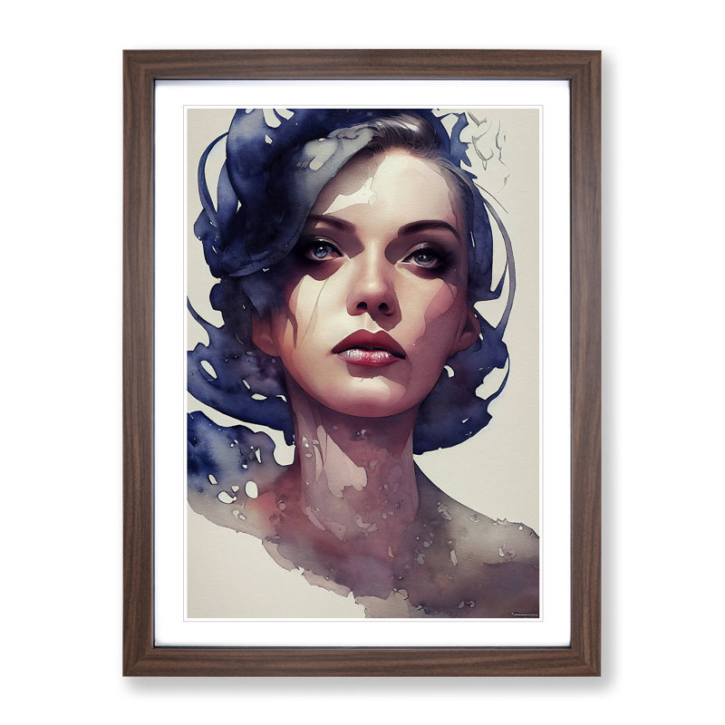Woman - Single Picture Frame Painting, 64cm H x 46cm W x 2cm D, Walnut