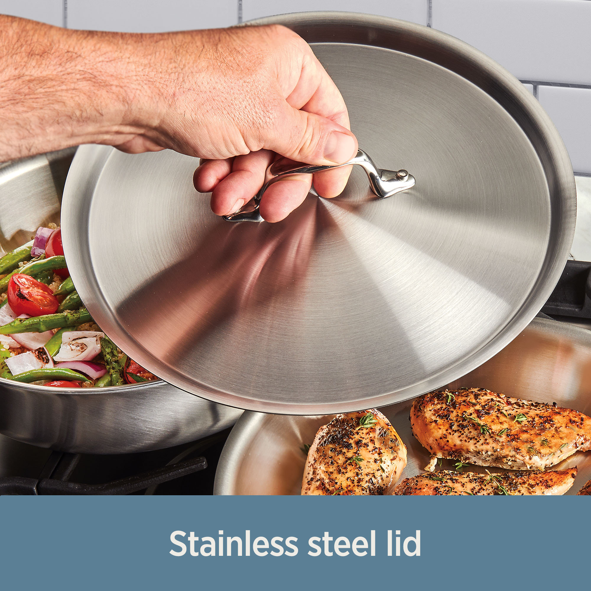 D3 Stainless Steel Saute Pan with Lid, 5 Qt.