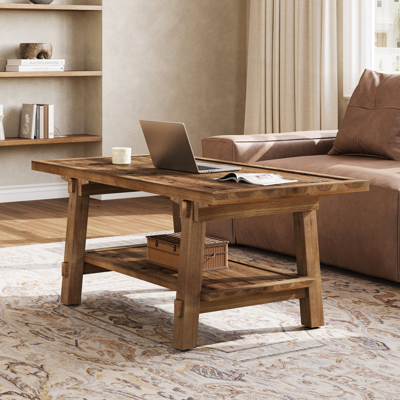 47-Inch Solid Wood Rectangular Coffee Tables Cocktail Table For Living Room