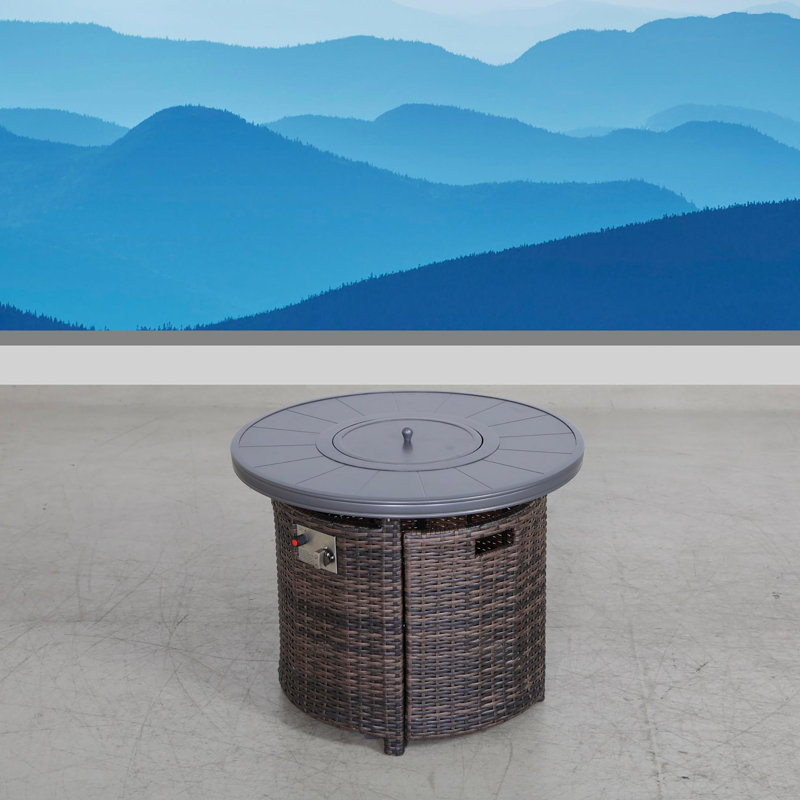 Table de foyer d'extérieur en aluminium avec couvercle, Gris anthracite