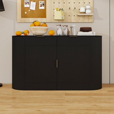 Buffet en bois avec tablettes et tiroirs de rangement