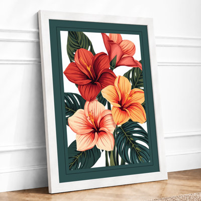 Hibiscus Cluster Botanical - Framed Print