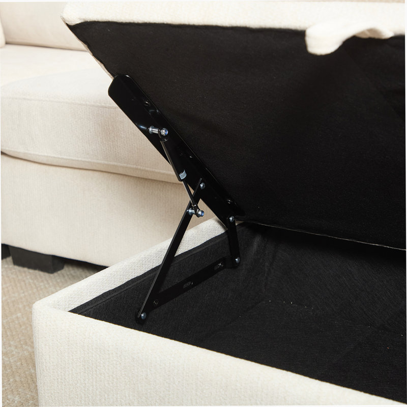 Modern L-Shaped Storage Sofa With USB Ports, Side Pockets, And Ottoman Bench For Spacious Comfort And Smart Organization.