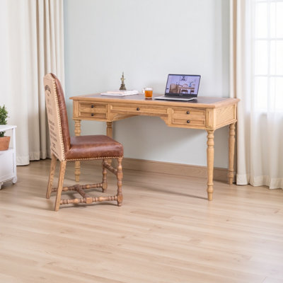 Reproduction wooden oak study desk