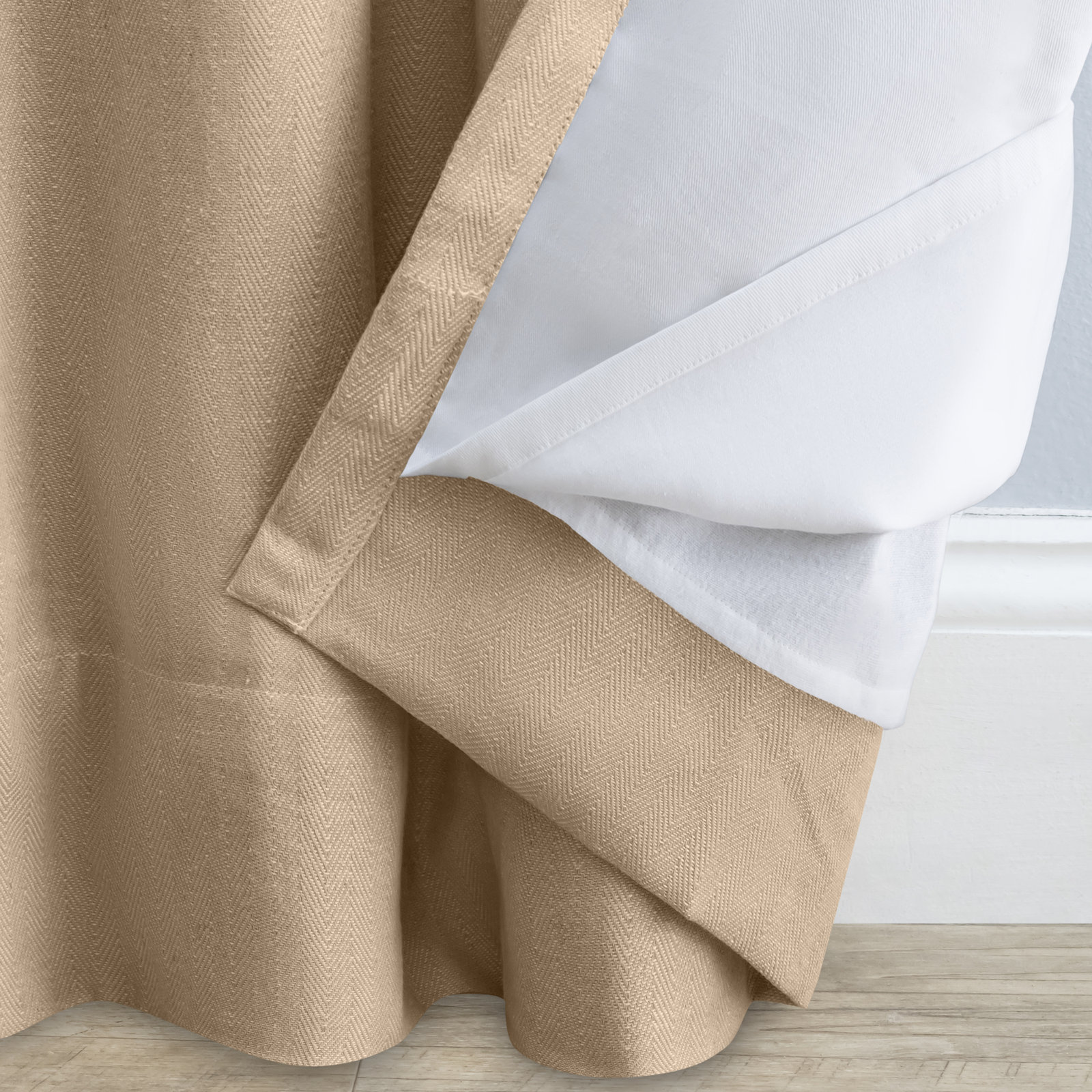 LeeRoy Chevron Room Darkening Curtain Panel, Natural, 48" W x 84" L