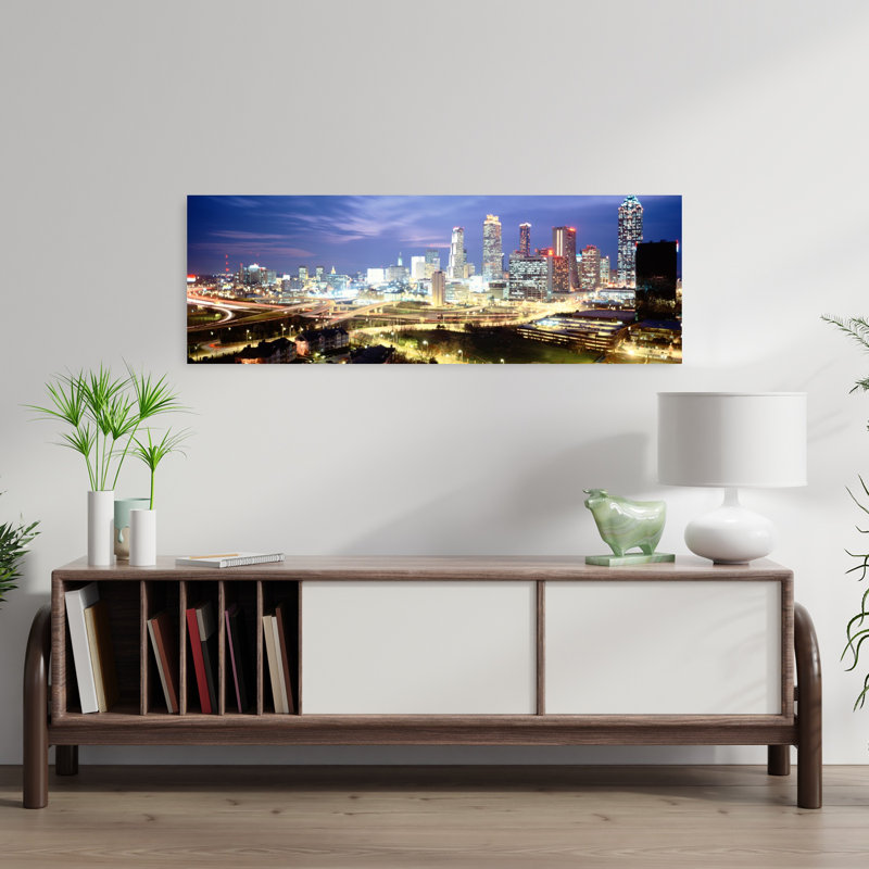 Buildings lit up at dusk Atlanta Georgia USA 1 Piece Wrapped Canvas Panoramic Wall Art, 30.48 cm H x 91.44 cm W
