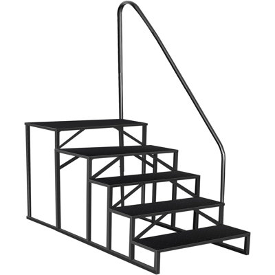 5-Step Portable RV Ladder with Handrails and Anti-Slip Steps, 660 lb Capacity, Multi-Purpose Outdoor Stairs for RVs, Trailers, Hot Tubs, Pools, Porches, and Camping