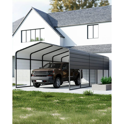 13x26x11 ft Oversized Heavy Duty Metal Carport, Steel All-Weather Tall Design for Full-Size Pickup Trucks, Boats & Tractors