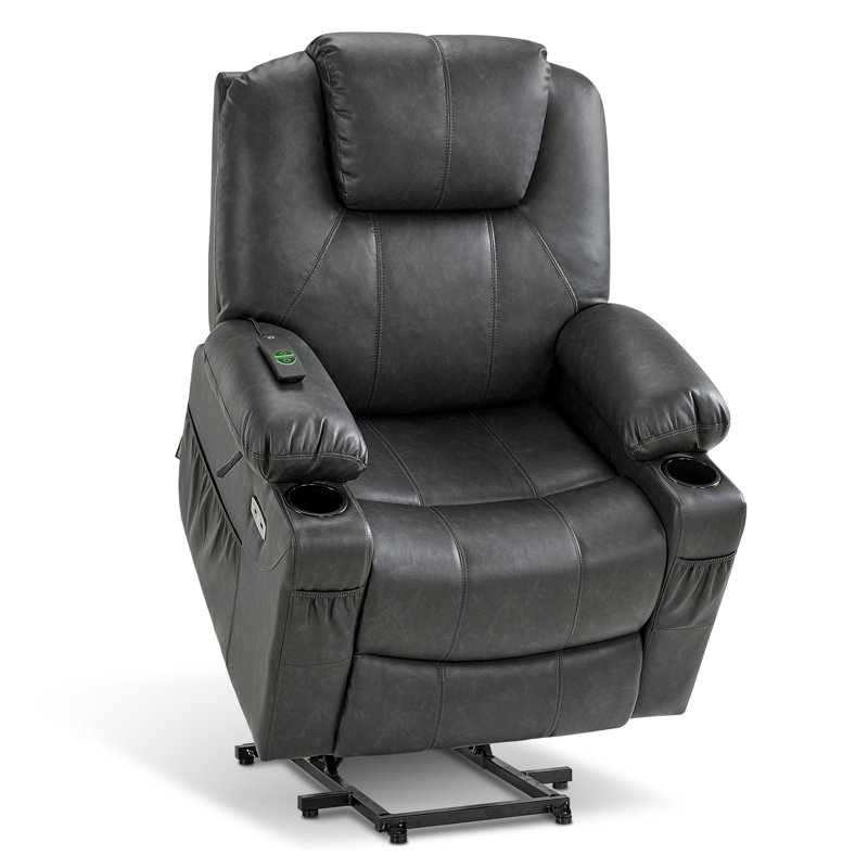 87.9cm Wide Lift Assist Standard Recliner with Massager, Grey