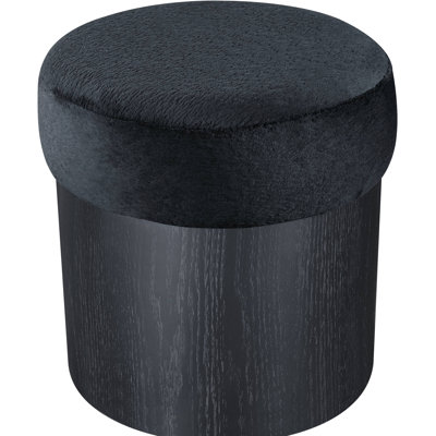 Asai Velour Fur Fabric Ottoman/Stool