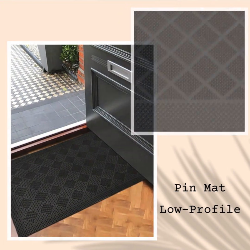 Elegant Black Rubber Scrollwork Non-Slip Stair Treads, 30 x 10 in, Pack of 4