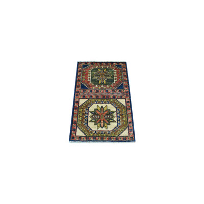 Tapis rouge en laine noué à la main 1 pi 10 po x 3 pi avec motif tribal Ersari afghan CBFC86332BBC4FFDBE43048CD1F48341
