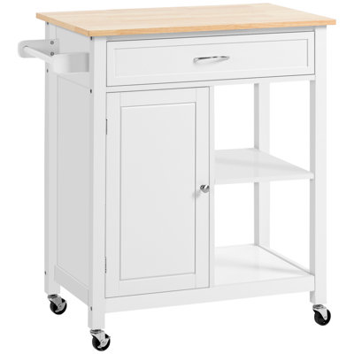 Omariana Rolling Kitchen Island with Manufactured Wood Top