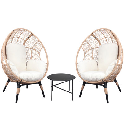 Ensemble de 3 chaises de patio avec table d'appoint