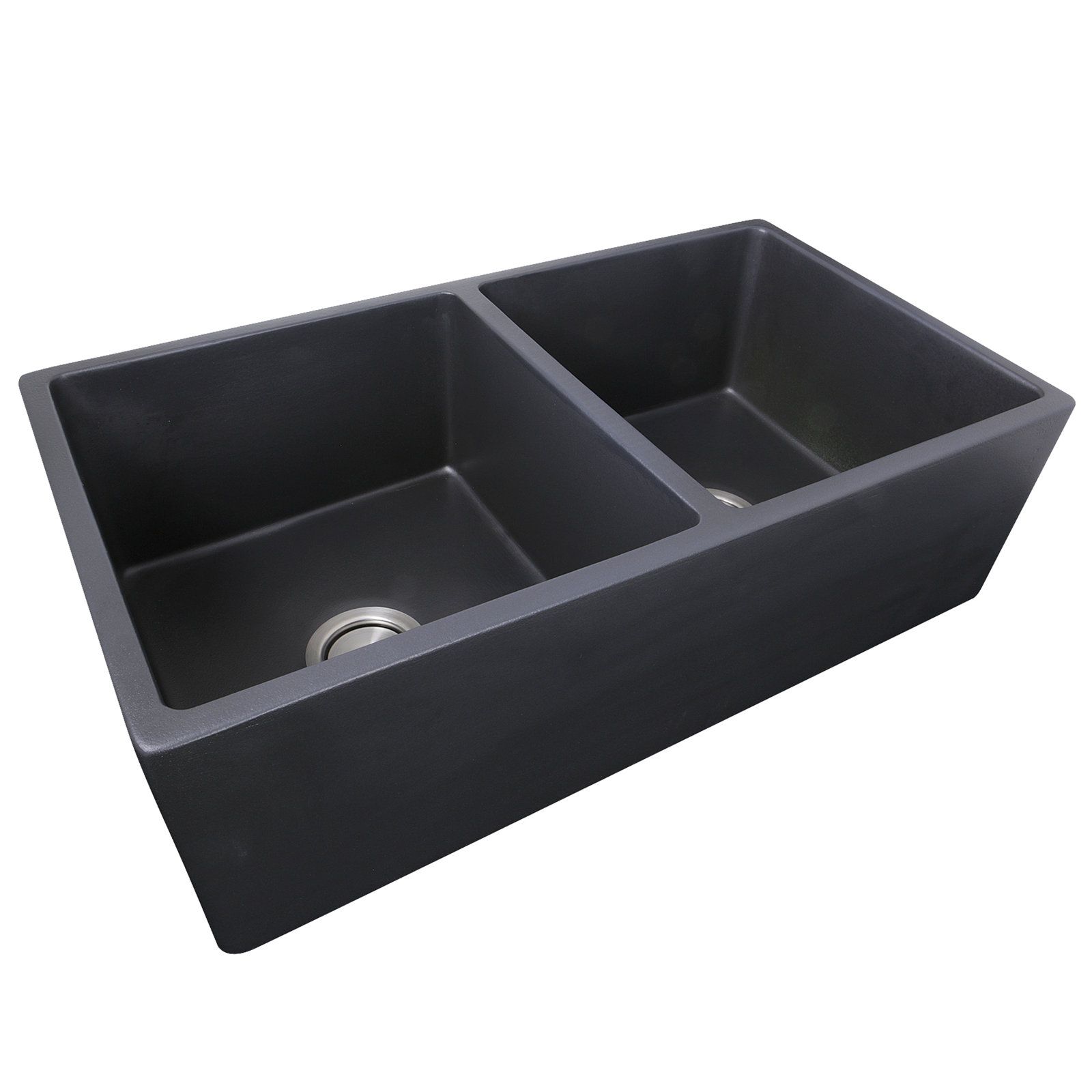 Vineyard 33" Double Basin Farmhouse Kitchen Sink, Matte Black
