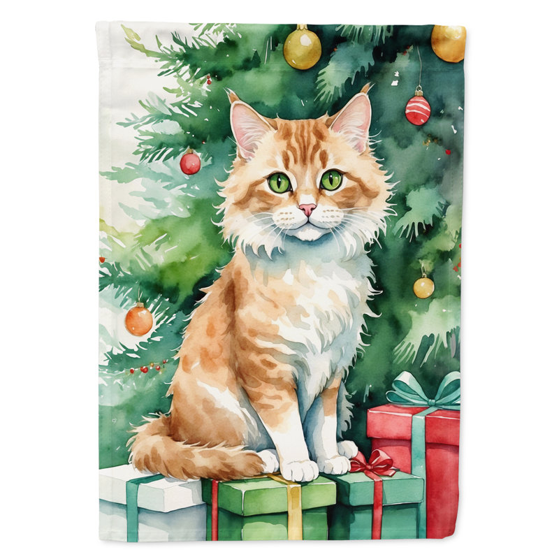 Chat avec le drapeau de la cabane dans l'arbre de Noël, Skookum