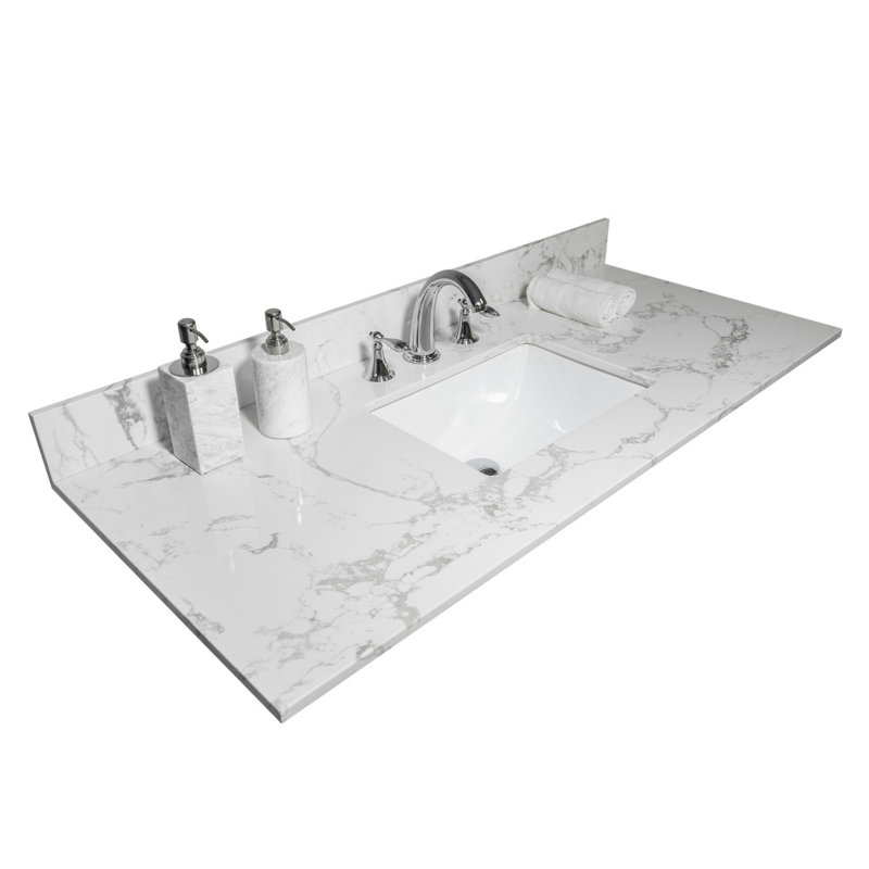Lavabo rectangulaire encastré en céramique avec 3 trous de robinet