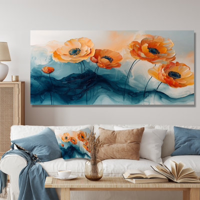 Aquarelle de fleurs de renoncule, rivière II - renoncules