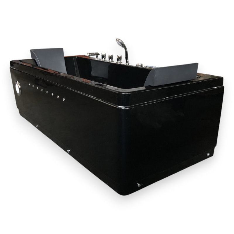 Baignoire tourbillon noire 2 personnes 71 "x 33" avec double pompe et chromothérapie MARILyn