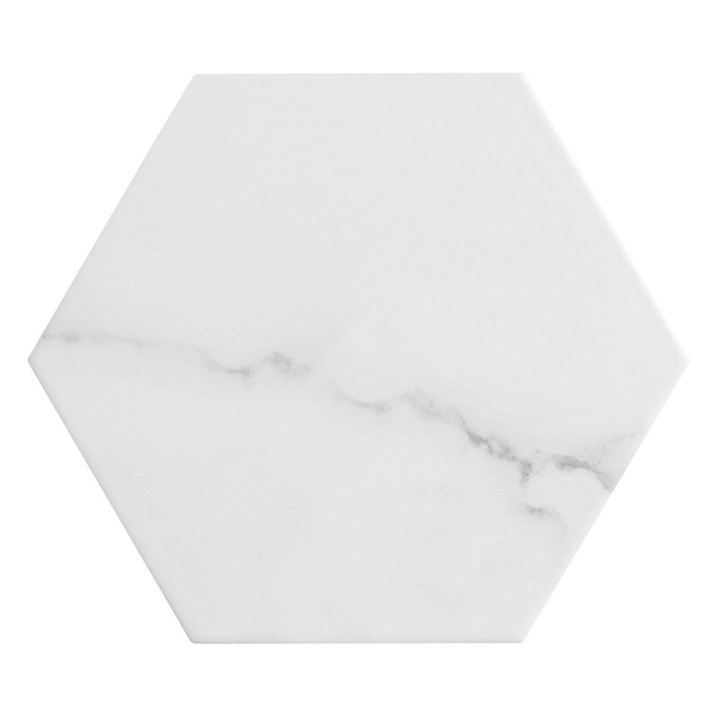 Porlan 8-in. x 9-in. Hexagon Marble Look Matte Porcelain Wall & Floor Tile, White