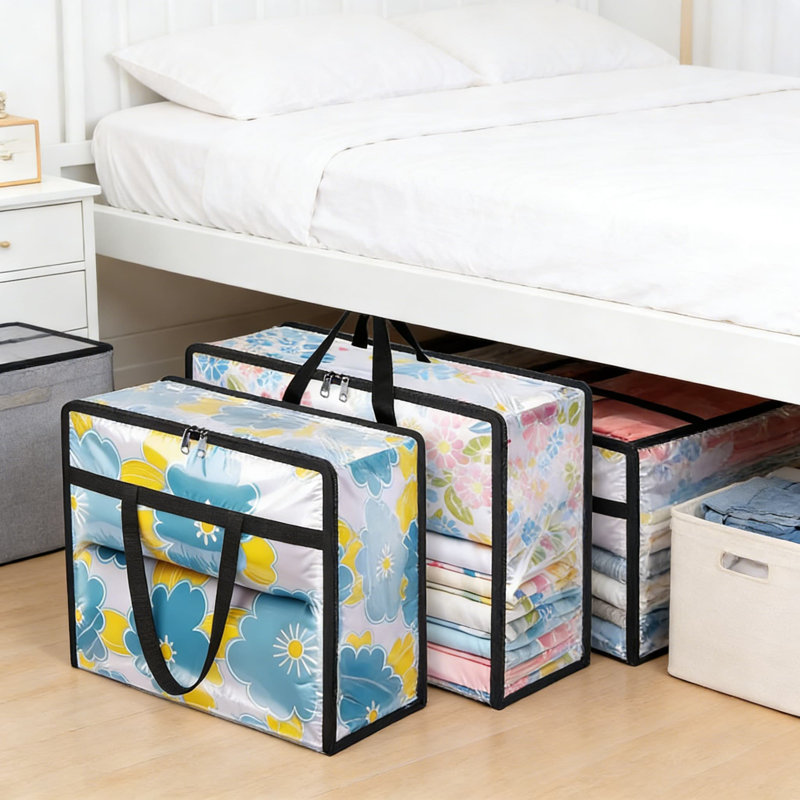 Clear PVC Storage Bags With Zippers, 4-Pack Foldable Closet Organizers And Under Bed Storage Containers For Comforters, Blankets, Bedding And Seasonal Clothing