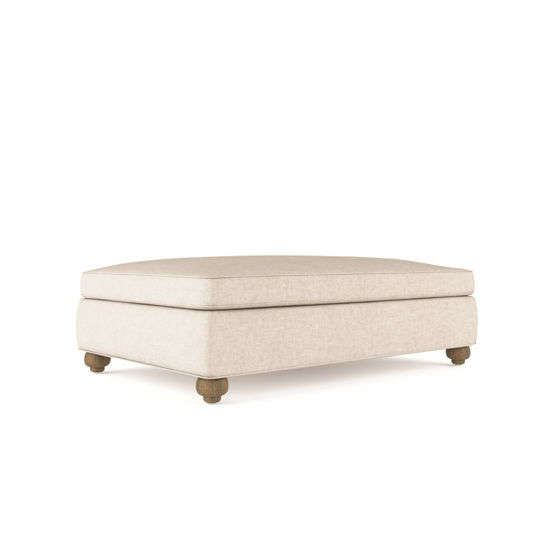 Leroy Ottoman, Plush Velvet Oyster, Weathered