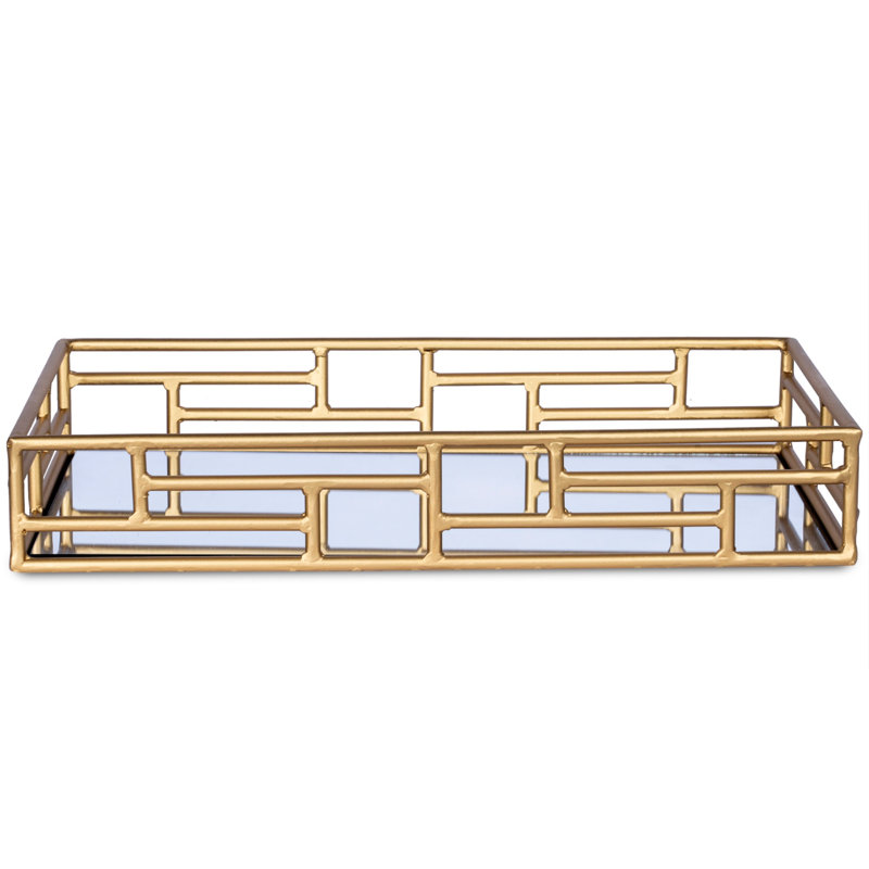 Gold Metal Fretwork Bar Tray Table